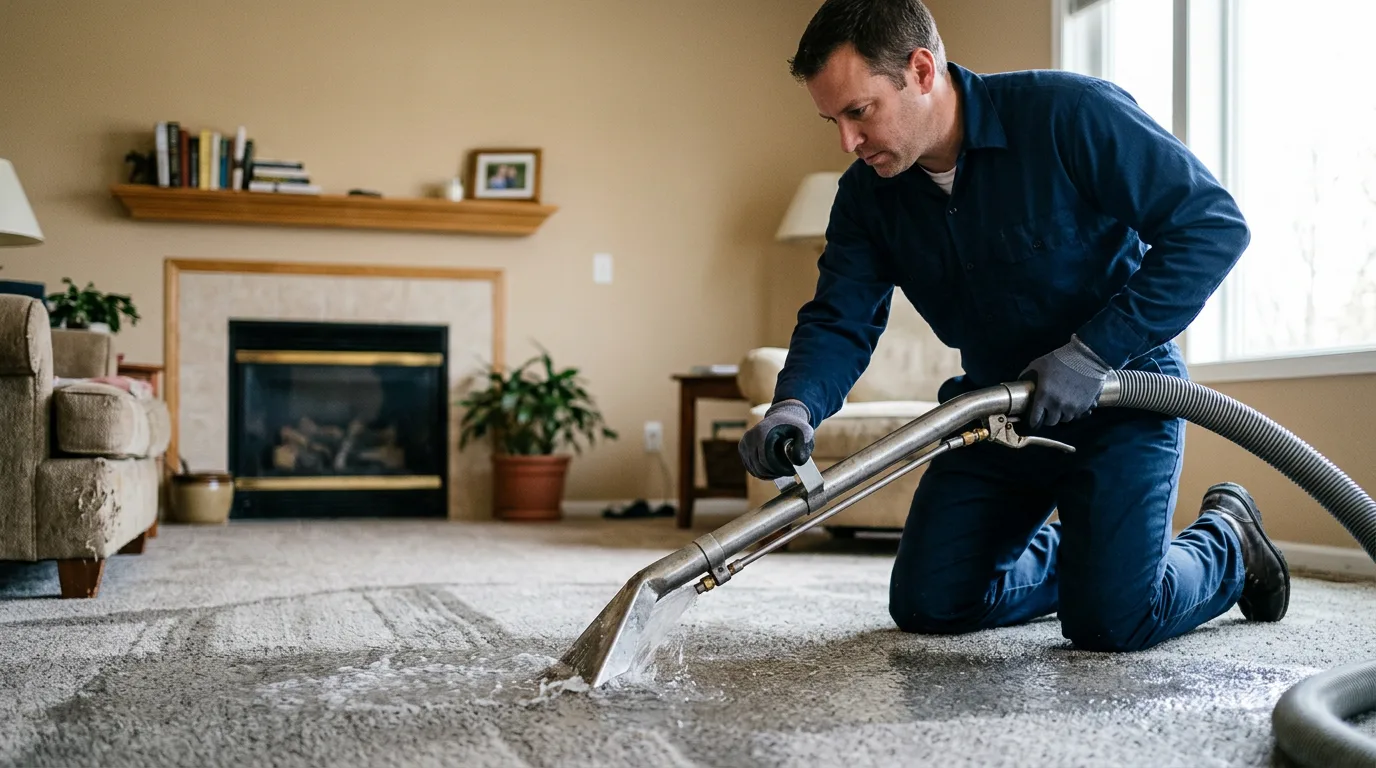 Water damage restoration technician working near Hoffman Estates, IL